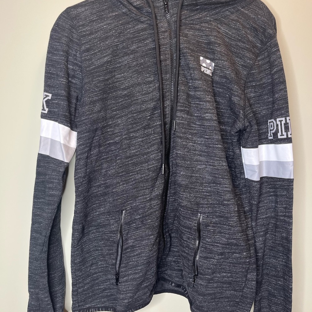 PINK Gray Zip-Up Hoodie